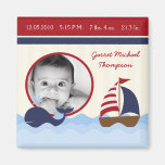 2"x2" Ahoy Nautical Whale BirthAnnouncement Magnet