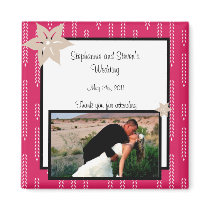 2"x2" Announcement Magnet Pink and black Flowers