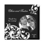 2"x2" Favor Magnet Black White Floral Filigree