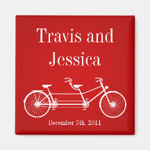 2"x2" Favor Magnet Whimsical Red Double Bike