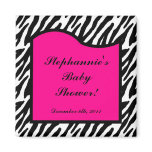 2"x2" Magnet Favor Hot Pink Zebra Animal Print