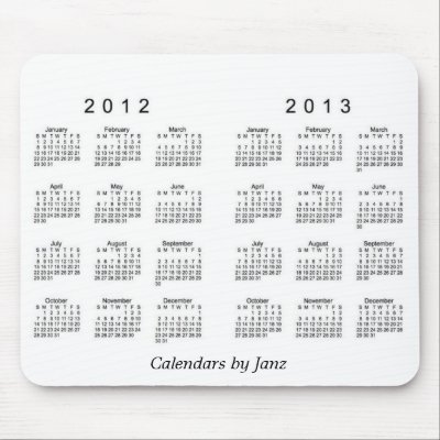 Printable Calendar 2012  2013 on Year Calendar 2012   2013 Mousepad From Zazzle Com
