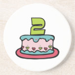 2 Year Old Birthday Cake Beverage Coaster
