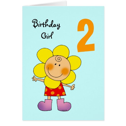 2 year old birthday girl card | Zazzle