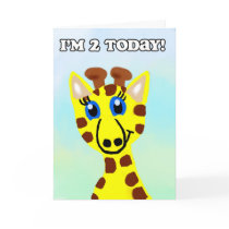 2 Year Old Giraffe Card cards