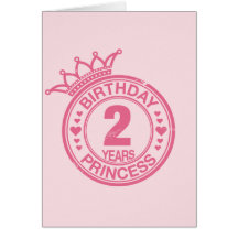 2 years - Birthday Princess - pink Greeting Cards