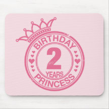 2 years - Birthday Princess - pink Mouse Pads
