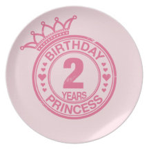 2 years - Birthday Princess - pink Plates