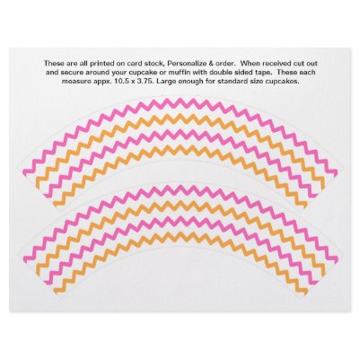 2 Zig zag Generic Personalize Cupcake Wrappers Flyers by partypizazz