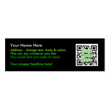 2D Code Business Cards - Skinny, Black