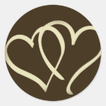 2hearts-Ivory Round Stickers