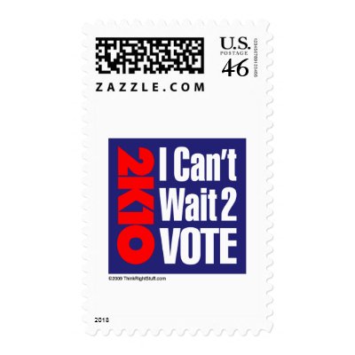 2K10 I Can't Wait 2 Vote Postage Stamp by thinkrightstuff