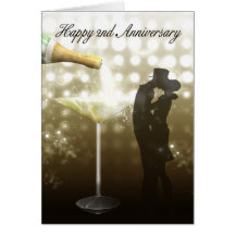2nd Anniversary - Champagne Greeting Cards