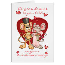 2nd anniversary congratulations -cute mice anniver card