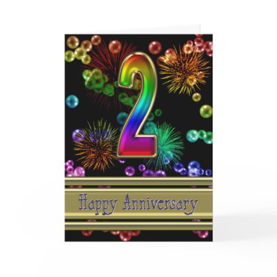 2nd anniversary with fireworks and bubbles card by SuperCardAnniversary