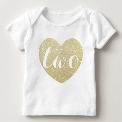 2nd Birthday Baby Girl Glitter heart-Print image Infant T-shirt