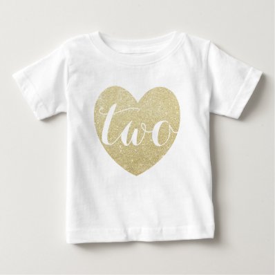 2nd Birthday Baby Girl Glitter heart-Print T Shirt