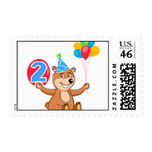 2nd Birthday Bear with Balloons Stamp
