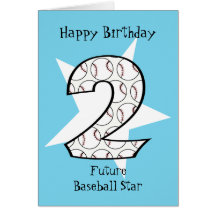 2nd Birthday Blue Baseball Star Card