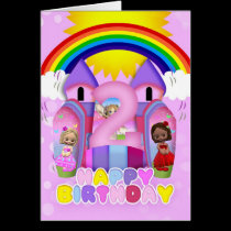2nd Birthday Bouncy Castle Greeting Card For Girls cards