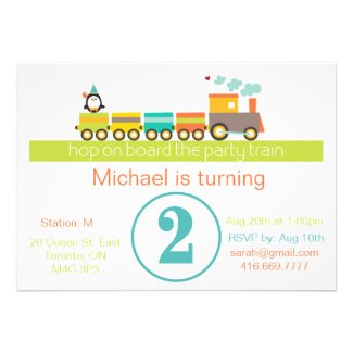 2nd Birthday Boy Train Invitation