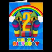2nd Birthday Card With Bouncy Castle And Rainbow cards