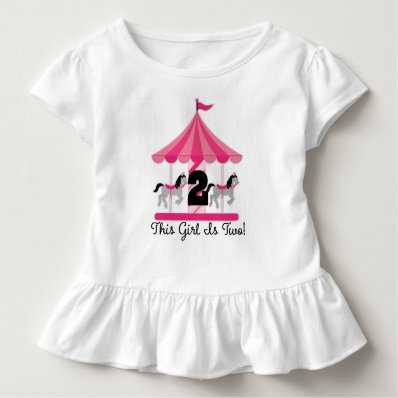 2nd Birthday Carousel Girls Ruffled Tee Shirt