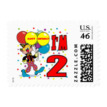 2nd Birthday Clown Birthday Stamps