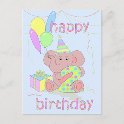 2nd Birthday Elephant Card for Boys Postcards from Zazz