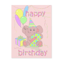 2nd Birthday Elephant Card for Girls postcards