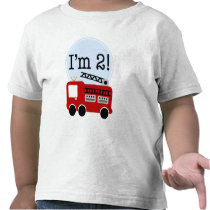 2nd Birthday Fire Truck Tee Shirts