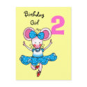2nd birthday gift for a girl, cute ballerina postcards