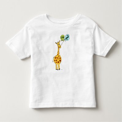 2nd Birthday Giraffe with Balloons T-shirt