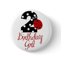 2nd Birthday Girl - Ladybug - 2 Lady Bug Pins