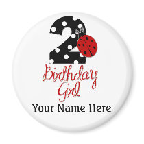 2nd Birthday Girl - Ladybug - 2 Lady Bug Magnet