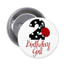 2nd Birthday Girl - Ladybug - 2 Lady Bug Pins