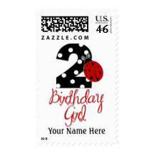 2nd Birthday Girl - Ladybug - 2 Lady Bug Postage