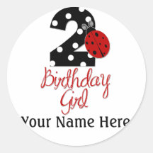 2nd Birthday Girl - Ladybug - 2 Lady Bug Sticker
