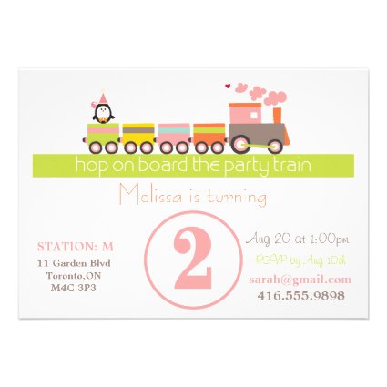 2nd Birthday Girl Train Invitation