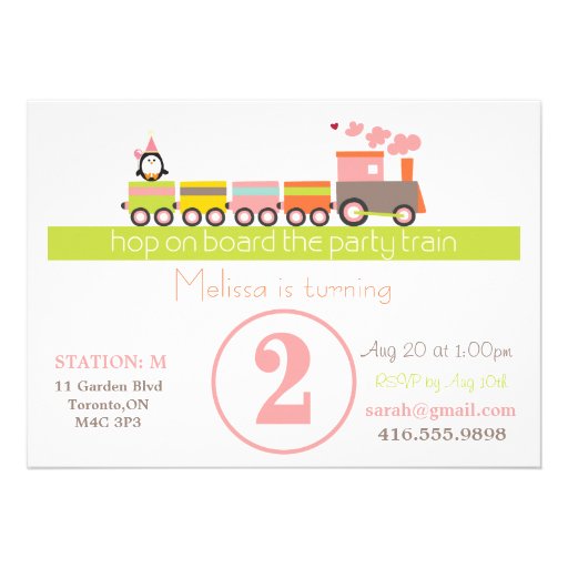 2nd Birthday Girl Train Invitation