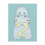 2nd Birthday Hippo Post Card
