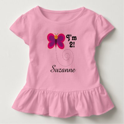 2nd Birthday I&#39;m 2 Butterfly Girls T-shirt