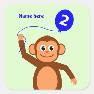2nd birthday monkey add name blue