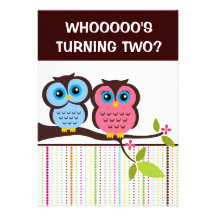 2nd Birthday Owl Theme Party Invitations