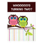 2nd Birthday Owl Theme Party Invitations