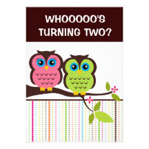 2nd Birthday Owl Theme Party Invitations