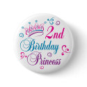 2nd Birthday Princess buttons