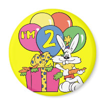2nd Birthday Rabbit Fridge Magnets