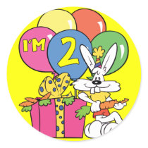 2nd Birthday Rabbit Round Sticker