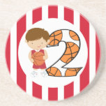 2nd Birthday Red and White Basketball Player v2 Coaster